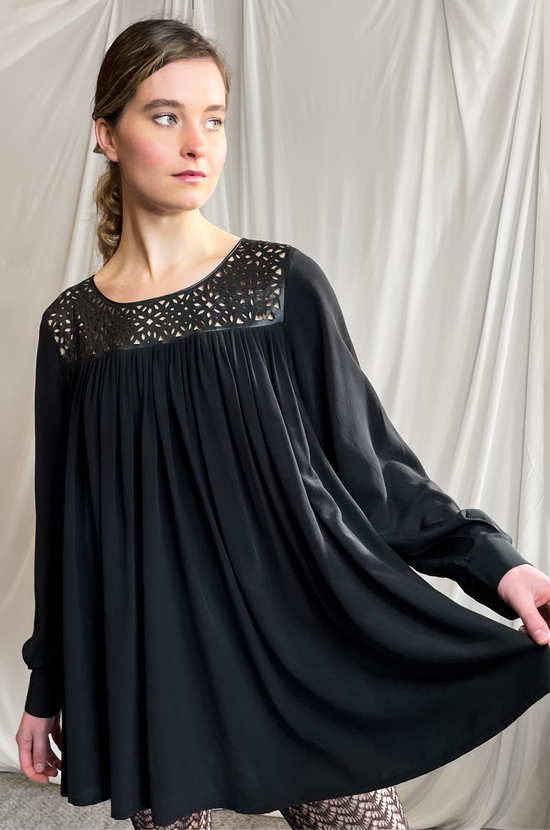 Image Title Twiggy Leather Lace and Silk Dress